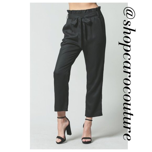 🔥LAST ONE!!🔥Paper bag tie waist flare pants - Picture 4 of 6